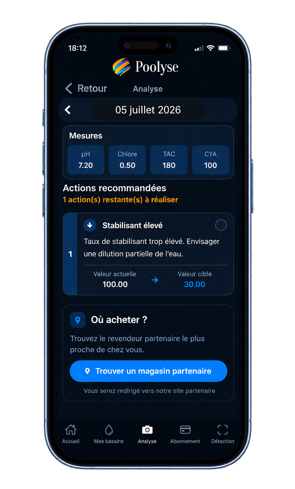 Application Poolyse sur smartphone